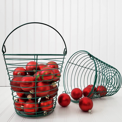 8" Wire Egg Basket filled with ornaments