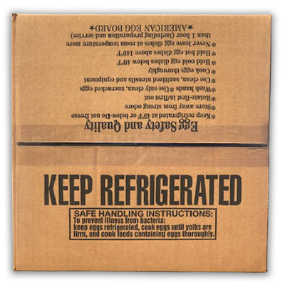 safe handling instructions on shipping case for 15 dozen eggs