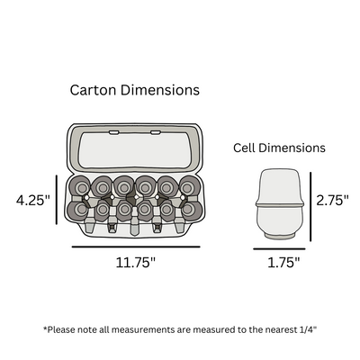 12-Egg Flat Top Printed Pulp Carton Dimensions