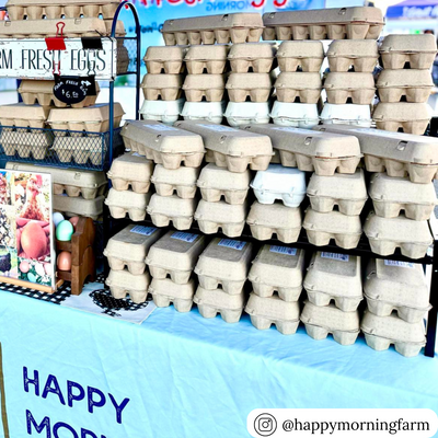 Wholesale unprinted natural pulp flat top egg cartons at a farmstand