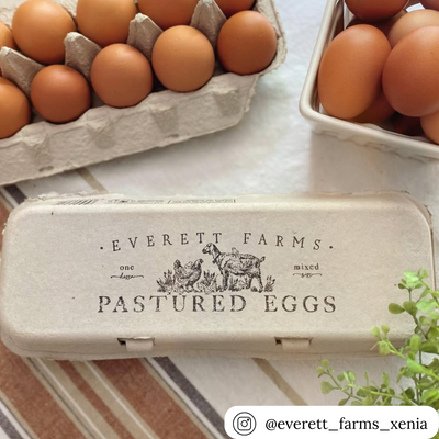 Flat top natural recyclable egg packaging, 12-cells