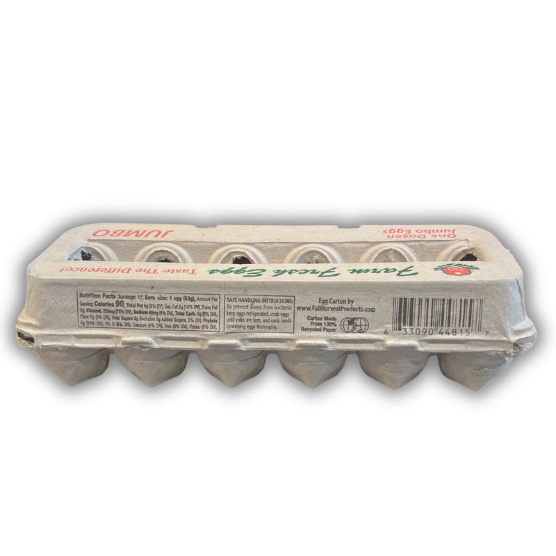 Jumbo printed egg carton with barcode on back