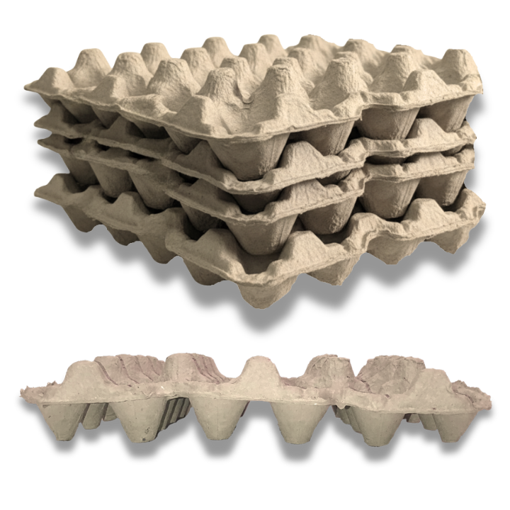 Stacked 4x5 20-cell pulp filler flat for eggs or parts storage