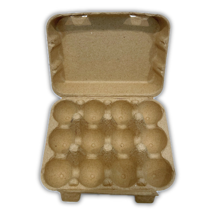 12 egg flat top carton, natural paper pulp, unprinted