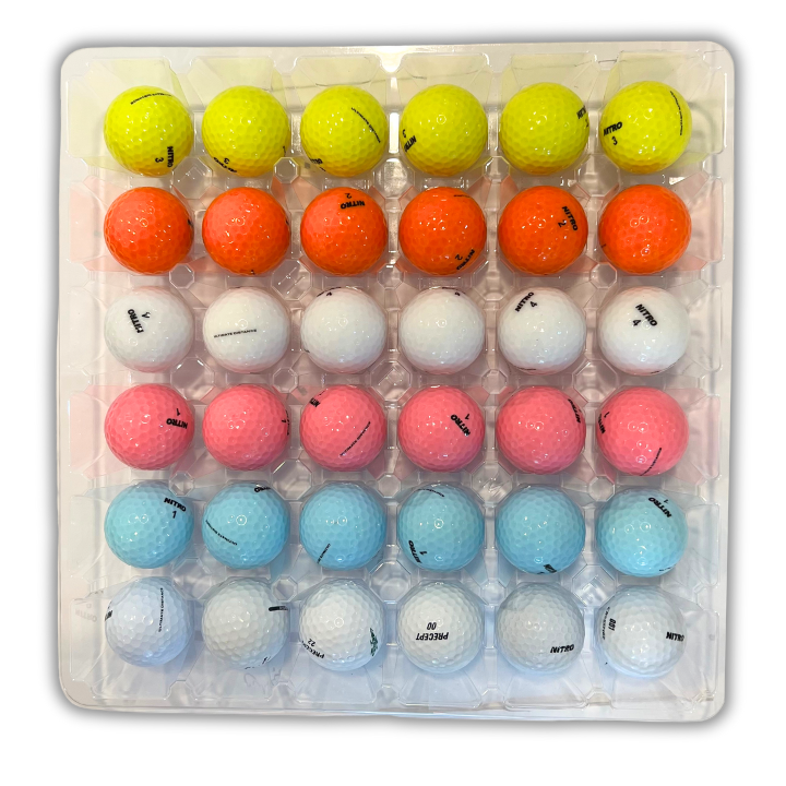 36-Egg Clear filled with golf balls