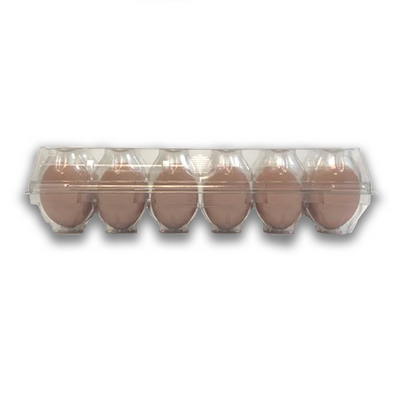 Jumbo clar plastic  Unlabeled 12-Egg tri-fold, front view