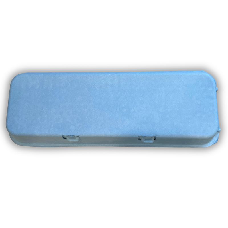 Top view of a sturdy paper pulp flat top carton for eggs or dessert packaging