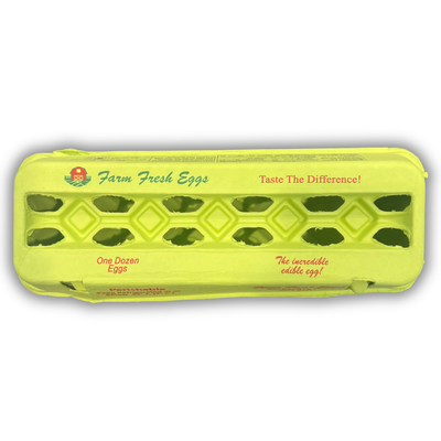 Lime green printed paper carton for eggs, commercial and hobby farming