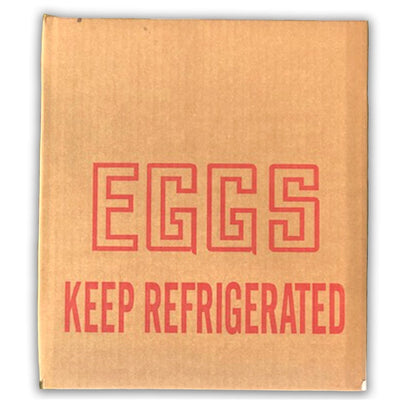 side view, cardboard box for eggs, printed