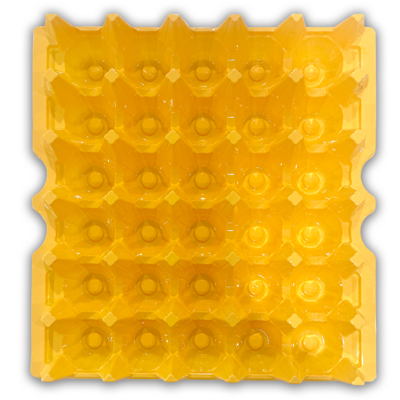 yellow top view of yellow plastic 30 cell egg tray