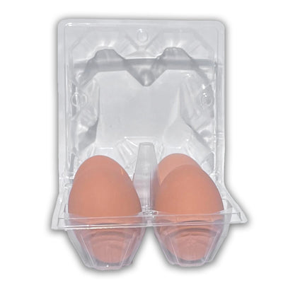 open view, 4 cells, plastic clear egg carton