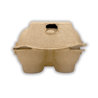 front view, closed, 2 egg natural egg carton, unprinted, bulk cartons