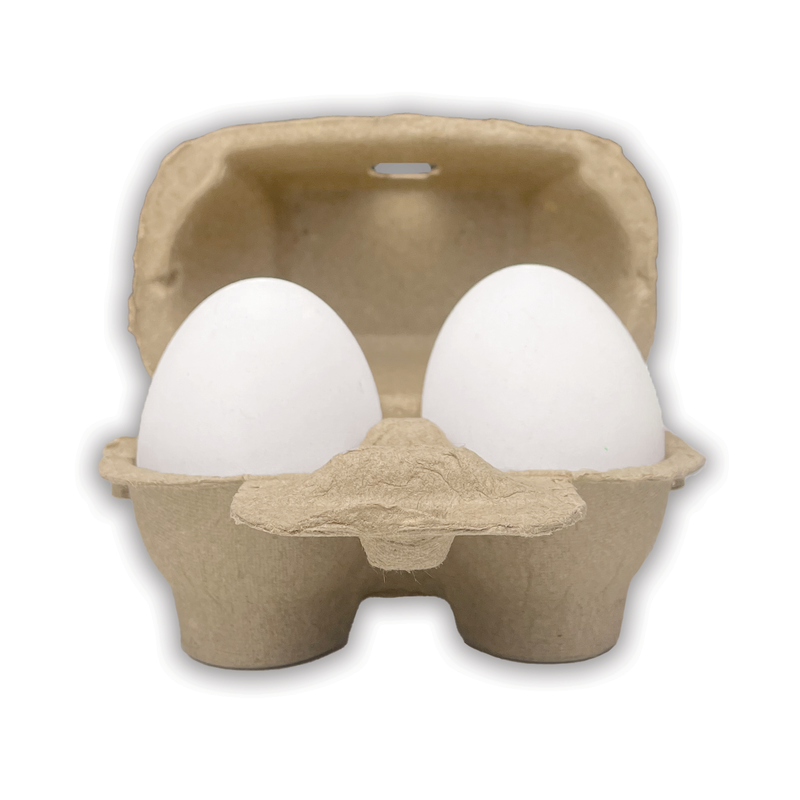 open 2 cell egg carton, unprinted, natural paper pulp