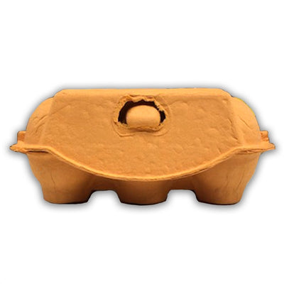 front view, orange egg carton, pulp, bulk pricing, blank orange