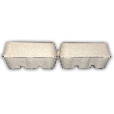 Paper pulp carton split into two