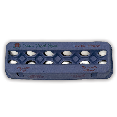 Printed Navy Blue Paper Egg Carton - Open View