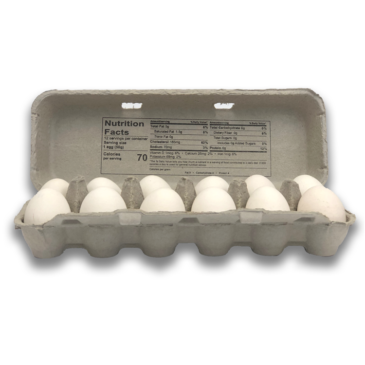 Printed Flat top Egg Carton - holds one dozen, pulp, In bulk